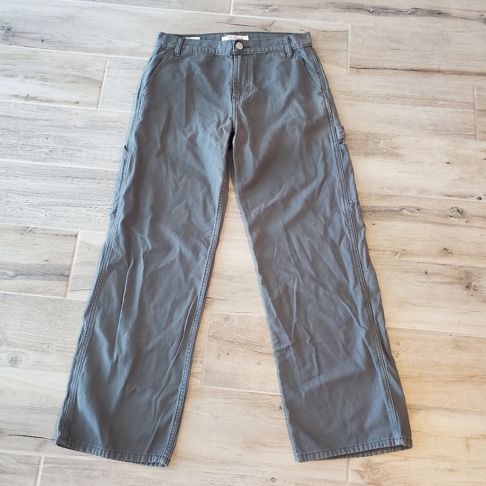 Casual Wide-Leg Utility Pants - Gray